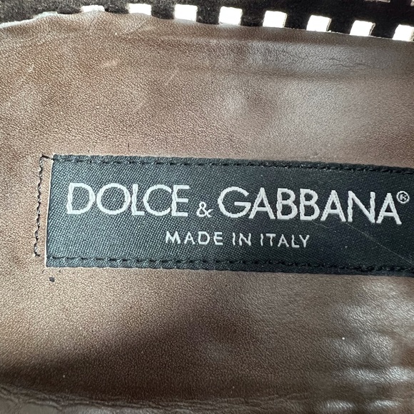 DOLCE & GABBANA Brown Perforated Leather Derby Shoes Made in Italy 8.5UK -9.5US - Picture 9 of 14